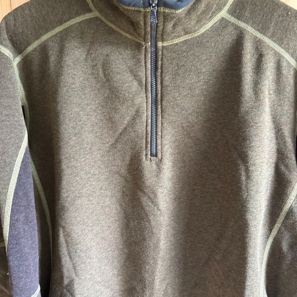 Kuhl Kashmira Mens Large Olive Green 1/4 Zip Fleece Pullover Sweater RN 108846 - Picture 4 of 16